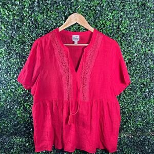 COMO Vintage, Red Blouse, Women’s Size M